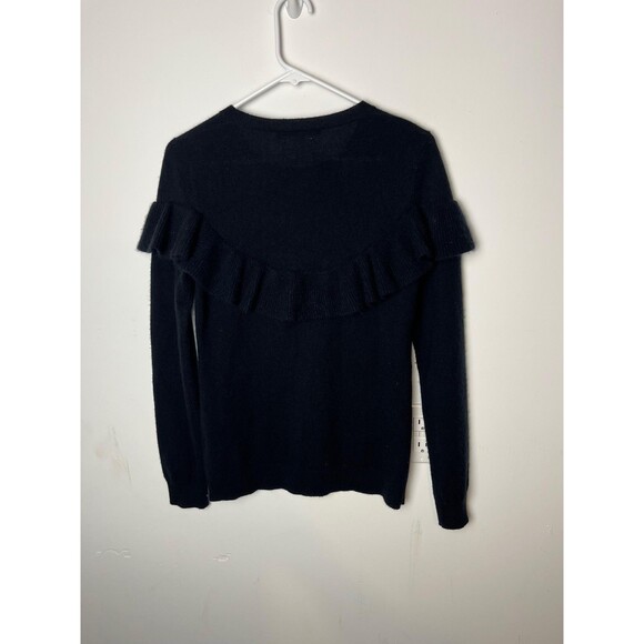 Antonio Melani Sweater Womens Medium Black 100% Cashmere Ruffle Trim Crewneck - Picture 5 of 7